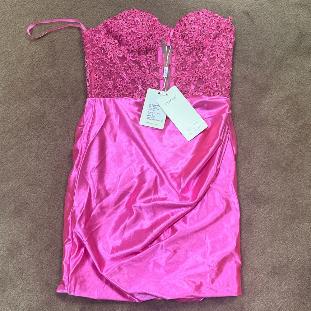 Stacey’s Pink Lace Strapless Dress- never worn with tags